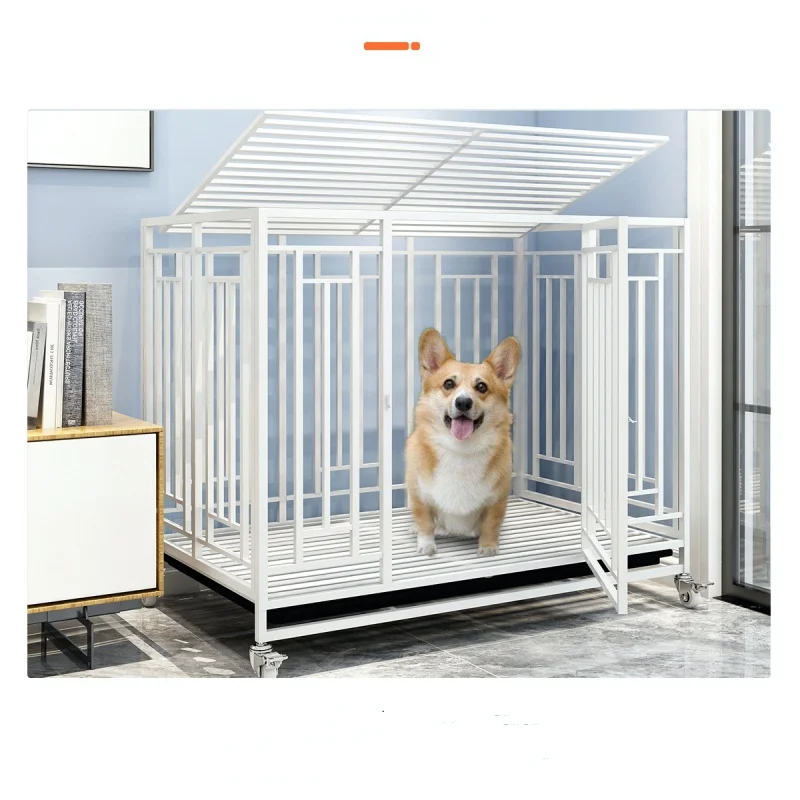 

Heavy Duty Four-Wheeled Metal Playpen Crate Iron Dog House Cage with Snap Button Closure Stackable and Versatile
