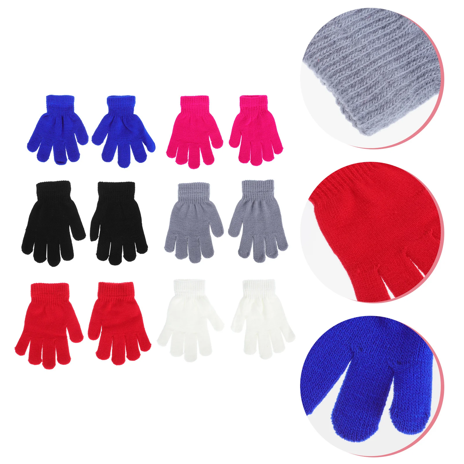 

6pcs Warm Children Gloves Knitted Lightweight Winter Kids Mitten For Outdoor Indoor Cold-Proof Supple Durable Gift