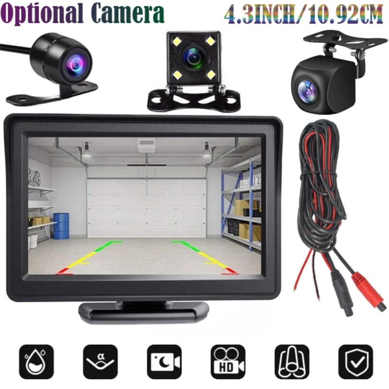 

4.3inch Monitor Backup Camera Car Rear View Camera HD Display Full Set Parking Reverse System For Pickup Van RV Camper