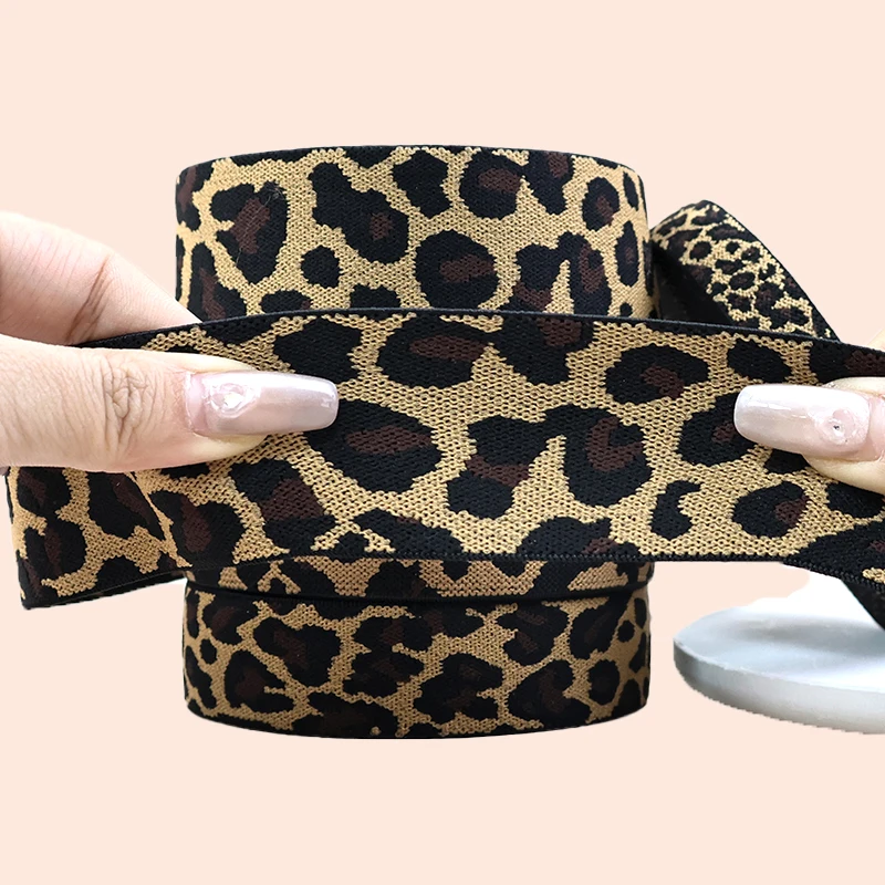 

5/10M 15-50mm Leopard Elastic Band Jacquard Rubber Ribbon Belt Jeans Pants Sportwear Waistband Stretch Tape Sewing Accessories