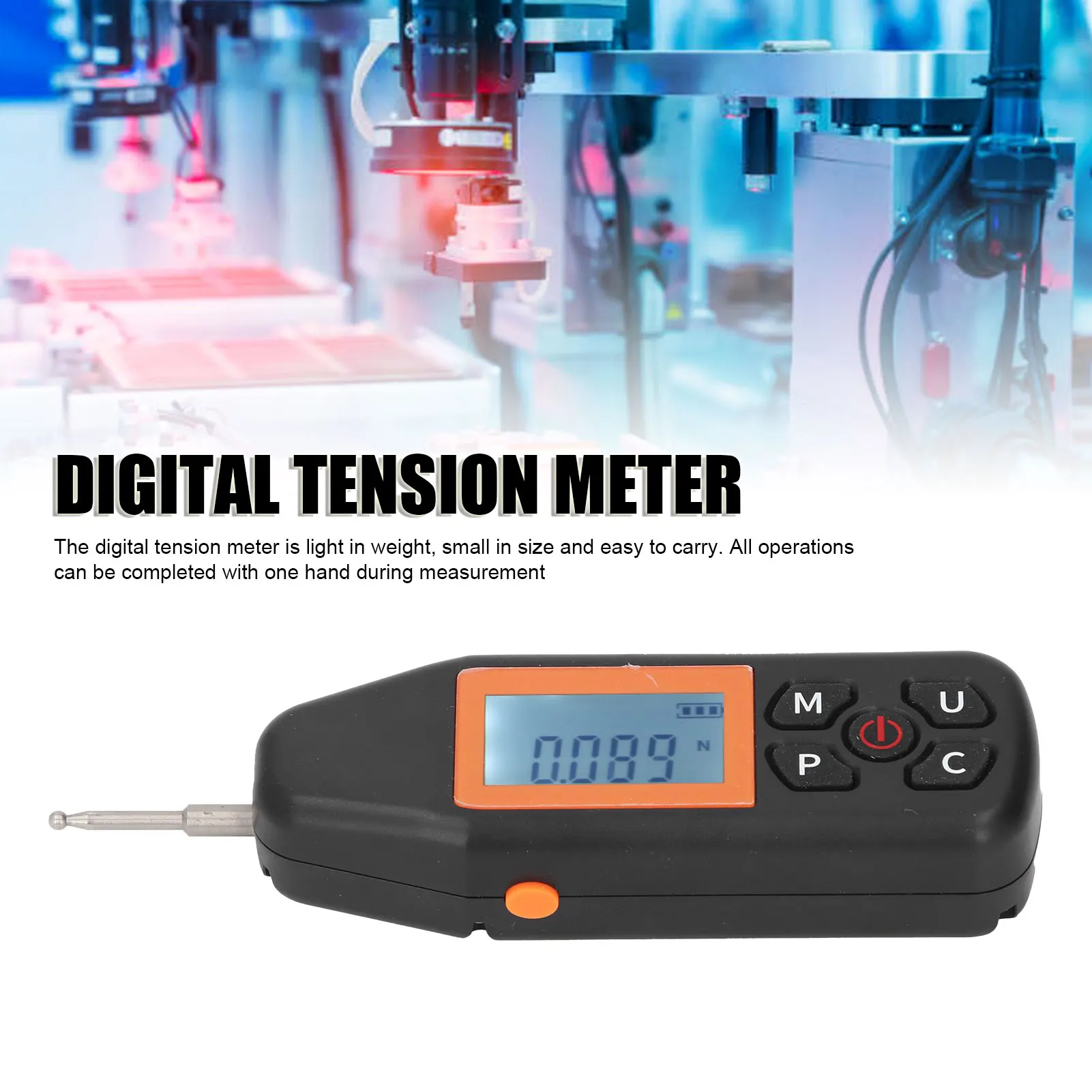 

Digital Tension Meter 10N Accurate Portable Electronic Push Pull Force Meter N LB Kg Oz Units with LCD Backlit