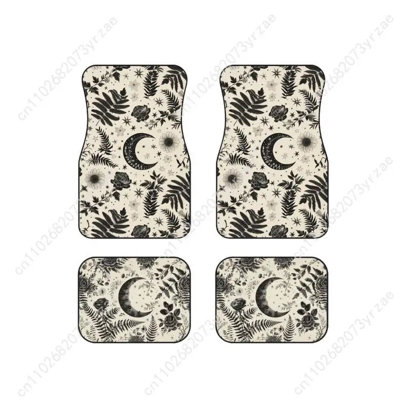 

Goth Moon Rose Fern 4pcs Universal Car Floor Mats All-Season Fashionable Auto Interio Absorbent Non-Slip Washable Car Floor Mats