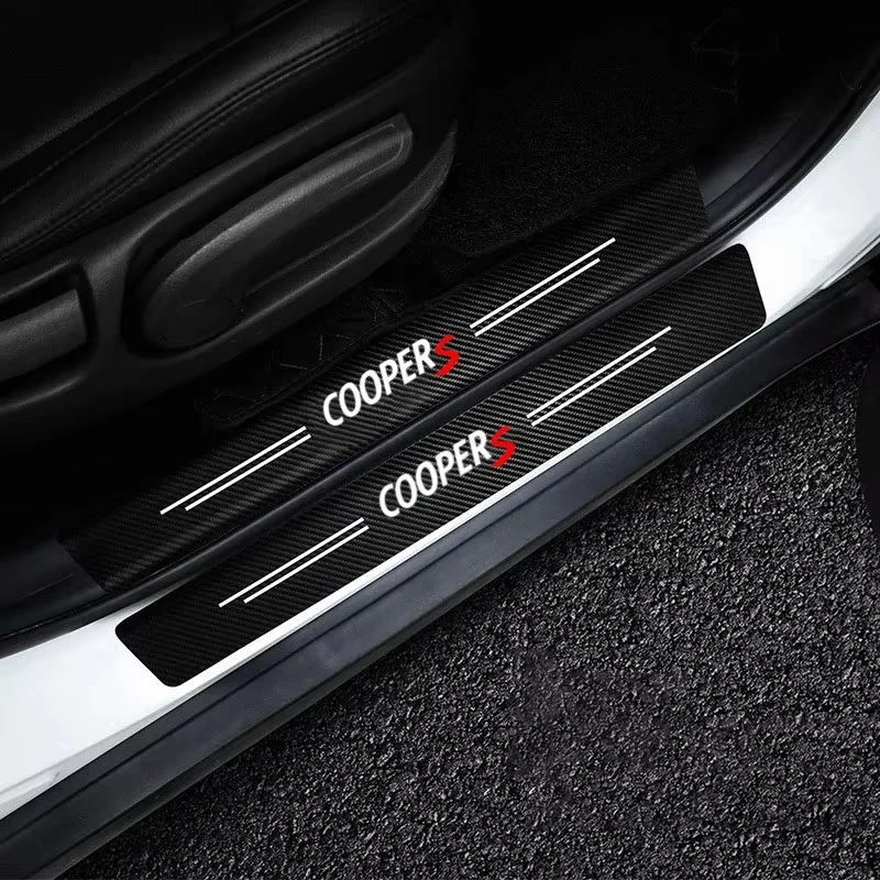 

4Pcs Car Stickers Threshold Strip Carbon Fiber Interior Decoration for Mini coopers R56 R50 R51 R52 R53 R52 R55 R57 r58 r59 R60