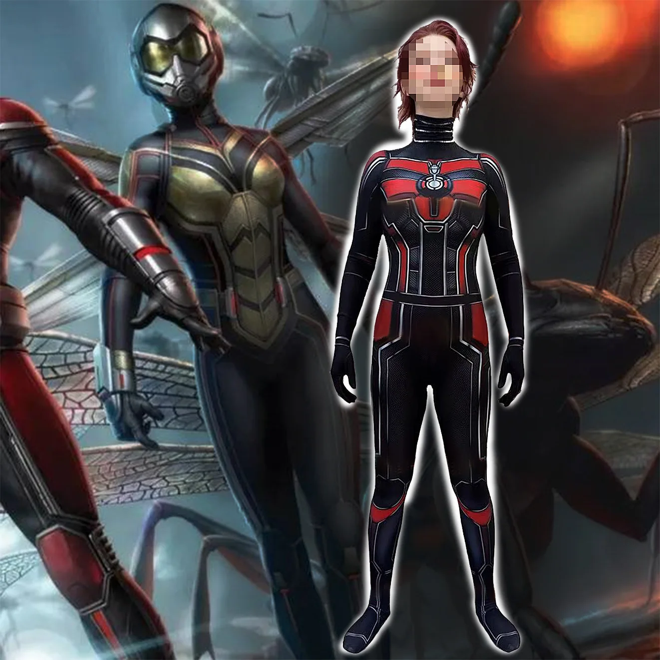 

Костюм для косплея Женщины-муравьиха и Оса из фильма «Квантомания», комбинезон-зентай для взрослых и детей, женский и девичий костюм на Хэллоуин, праздничный комбинезон