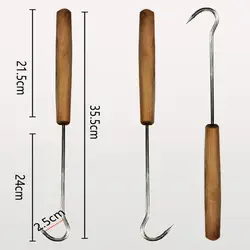 33CM Solid Wood handle Stainless Steel Ice Fishing Spear Hook Tackle Suitable For Light Heavyweight Fish Active Ice Fishing Gaff
