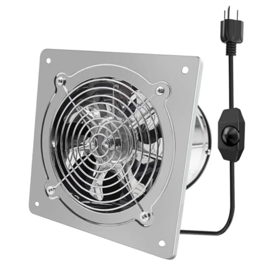 

6 Inch Exhaust Fan with Speed Controller235CFM Kitchen Exhaust Fan with Damper 110V 40W Wall Ventilation Fan Stainless Steel Ex
