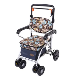 Convenient Folding Trolley Can Load 220LBS, Elderly Grocery Shopping Cart, Steel Material Portable Mobility Walker