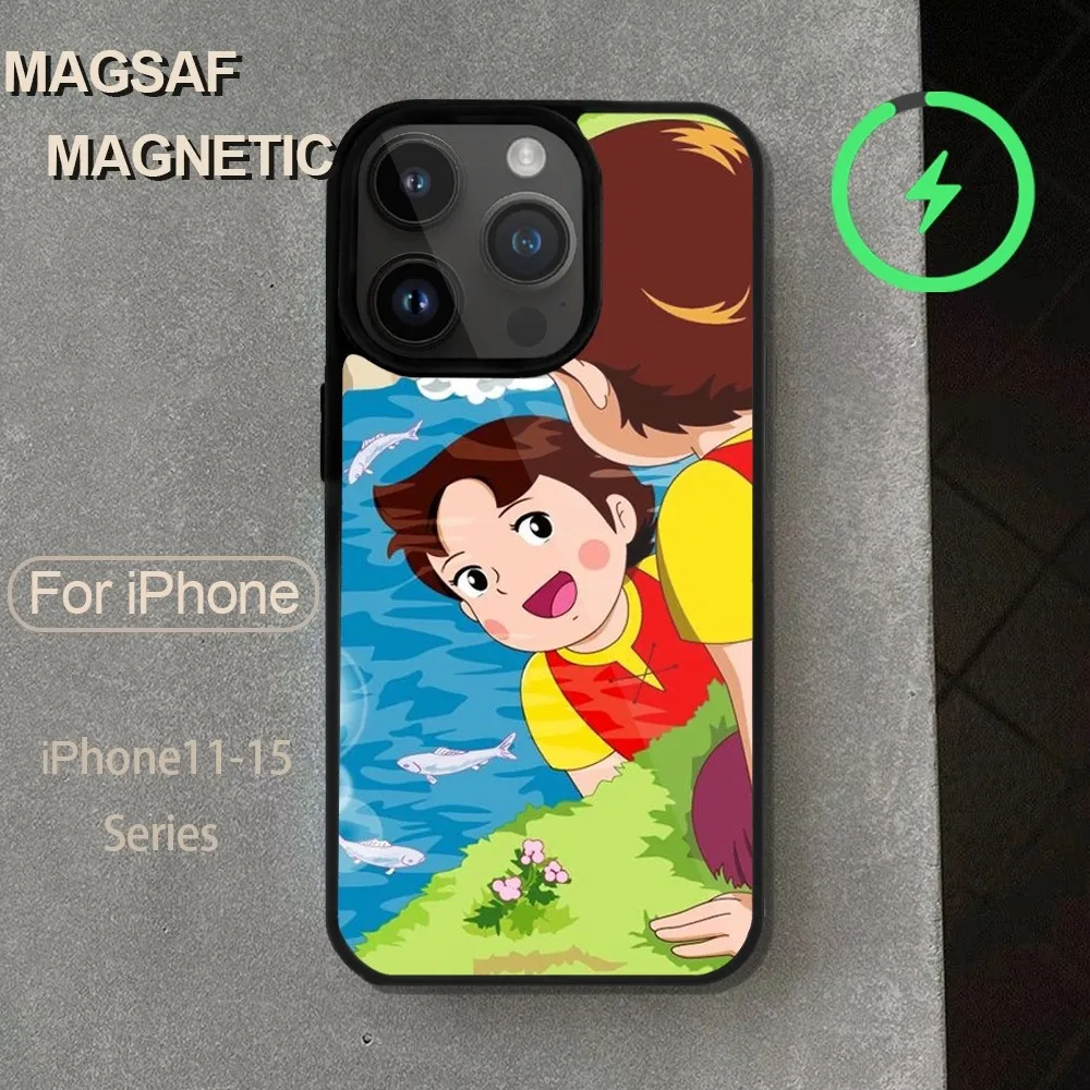 Cartoon Heidi Girl Of The Alps  Phone Case  For iPhone 14 13 12 11 15 Pro Max Magsafe Wireless Charge Plus Mini Cover