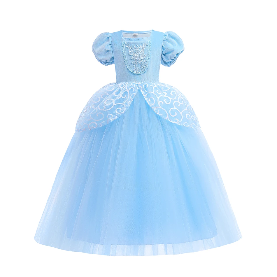 Disney Cinderella Party Dresses For Baby Girls Princess Ball Gown Cosplay Costume Lace Dress Kids Elegant Tutu Dress Clothing