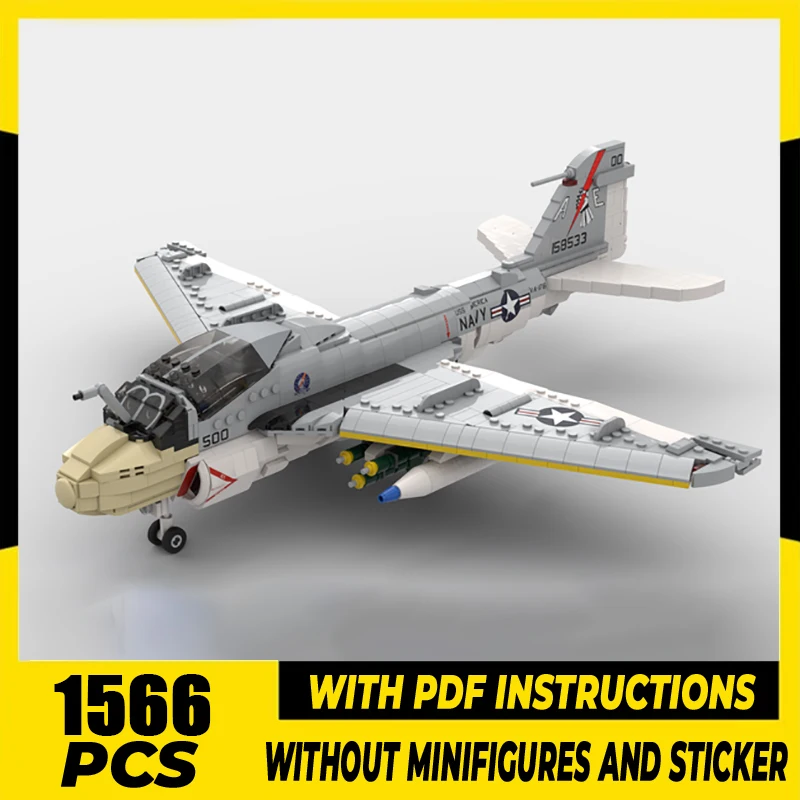 Moc Building Blocks Military Series 1:35 Scale A-6E Intruder Model Technology Aircraft Bricks DIY Assembly Fighter Toy