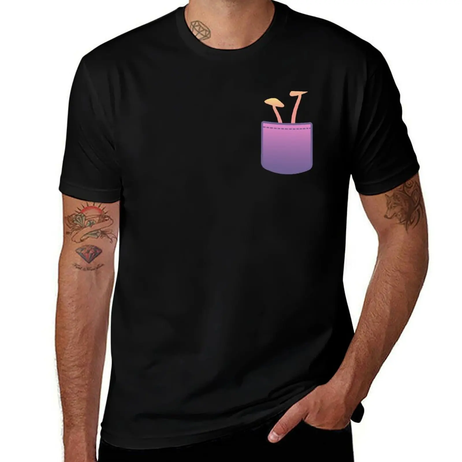 Psychonaut Pocket Shrooms T-Shirt Independence Day Short Sleeve T-Shirt