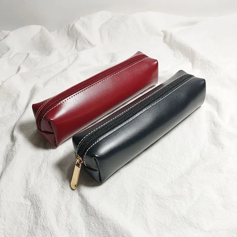 

New PU Pencil Case Small Portable Pencil Case ins Simple Candy Color Large Capacity Stationery Box for Boys and Girls Students