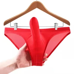 Hot Men Sexy Smooth Lingerie U Convex Pouch Penis Sheath Underwear Ice Silk Elephant Nose Low Waist Comfortable Brief Panties