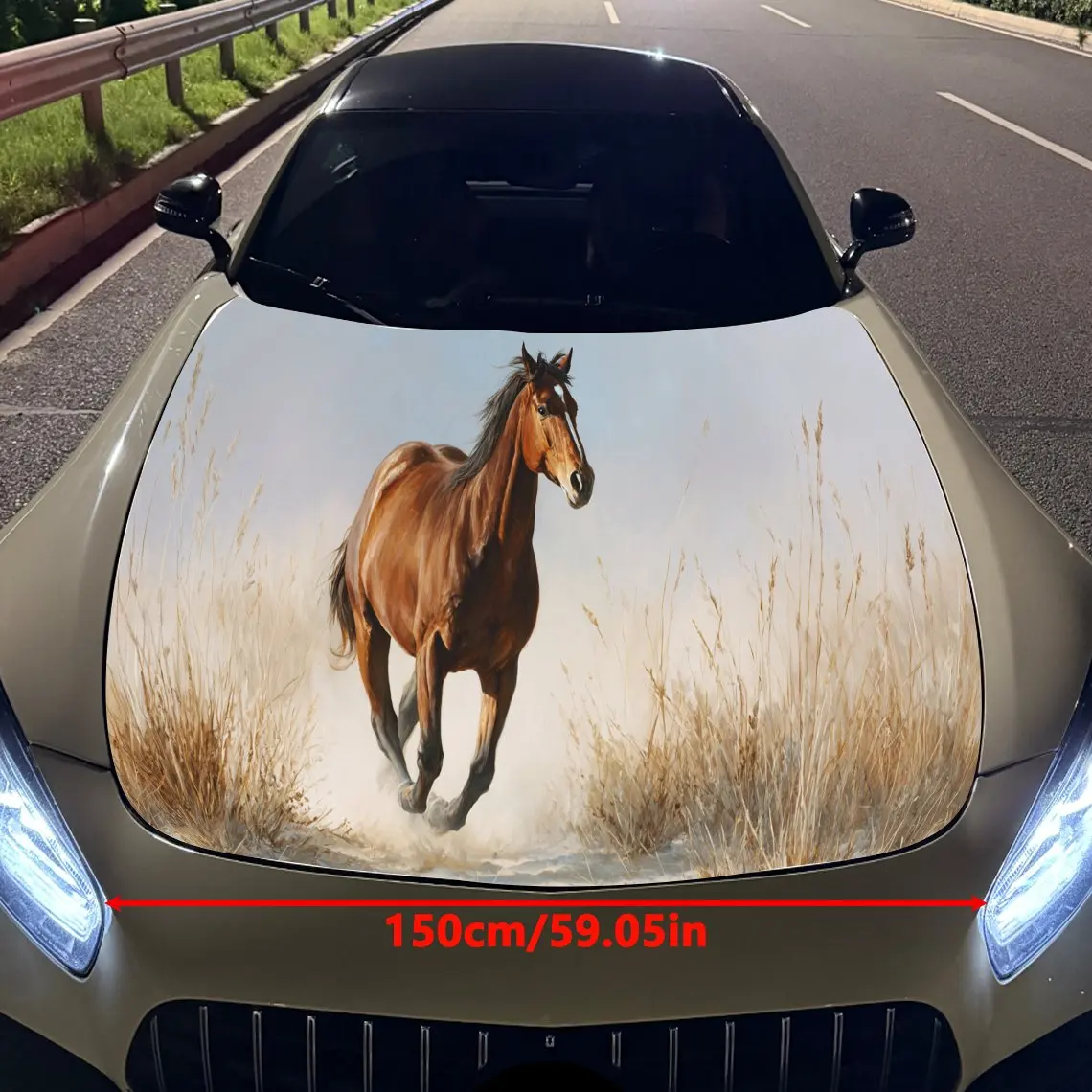 Galloping horse print,car hood stickers,PVC waterproof Self adhesive car hood sticker,car hood decoration protection stickers,Au