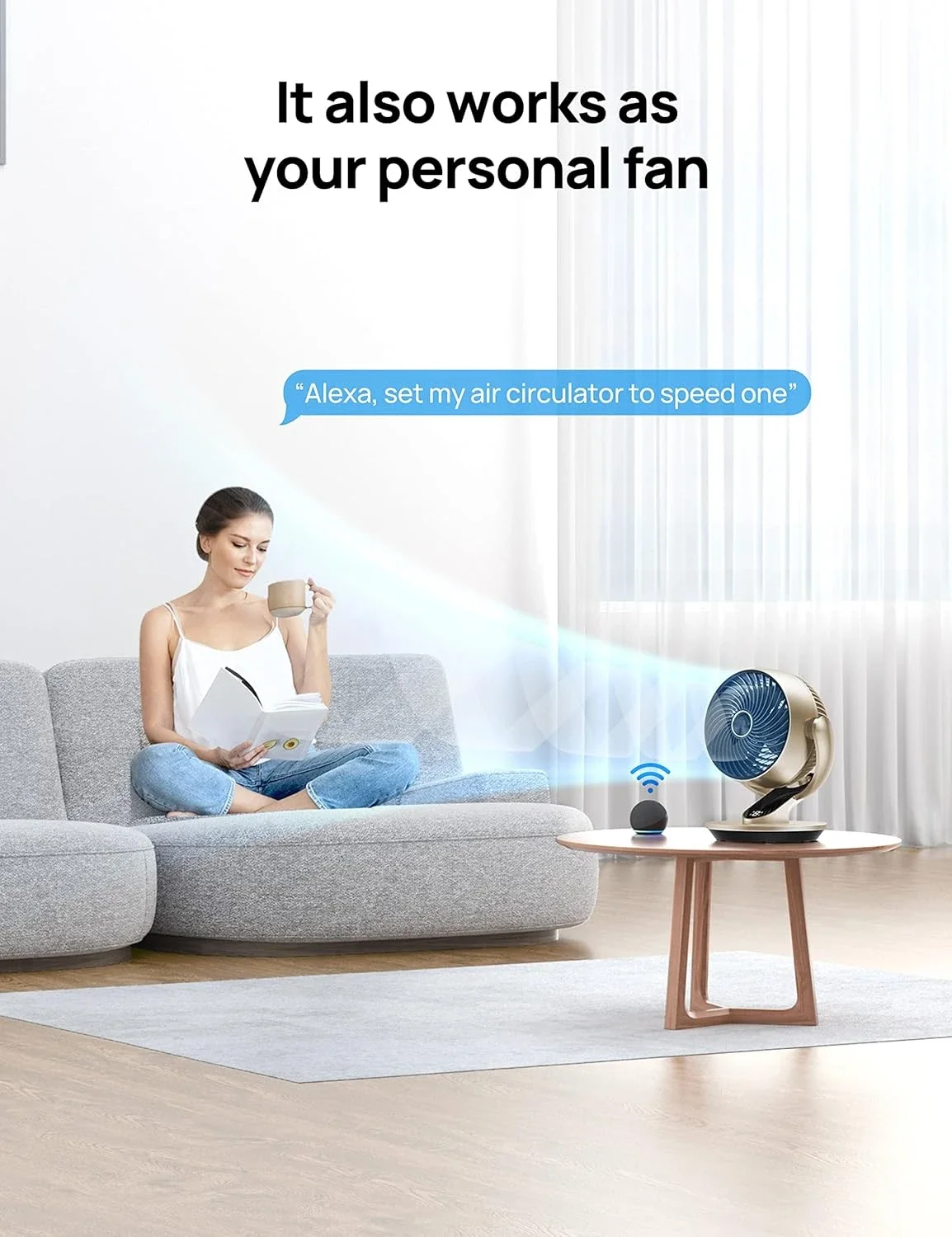 خصومات رائعة. مروحة هادئة متأرجحة لغرفة النوم مع تحكم صوتي، 4 سرعات، 5 أوضاع، مؤقت 12 ساعة، مروحة طاولة 9 بوصة مع جهاز تحكم عن بعد لـ #5