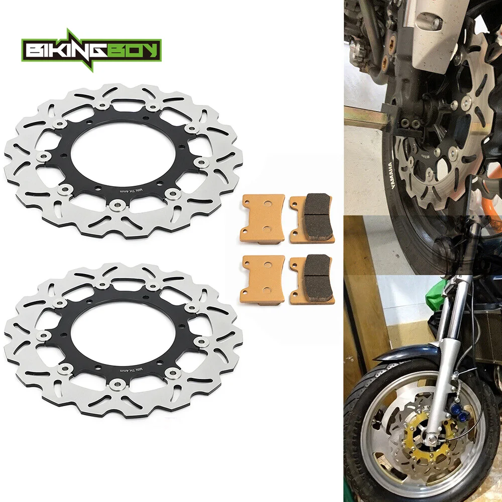 BIKINGBOY Front Brake Discs Disks Rotors Pads For Yamaha VMX 1200 V-Max 93 94 95 96 97 98 99 00 01 02 03 04 05 06 07 Full Set