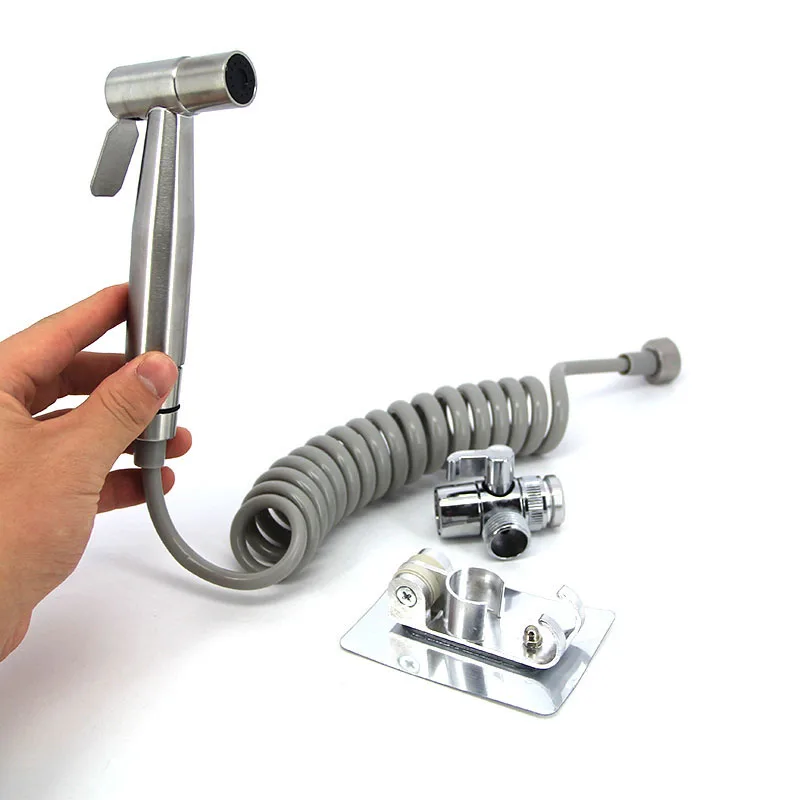 Self Cleaning stainless Sprayer Gun Hand Toilet Bidet Shower Head Holder Handheld Faucet 2m 3m water value hose set Bathroom n