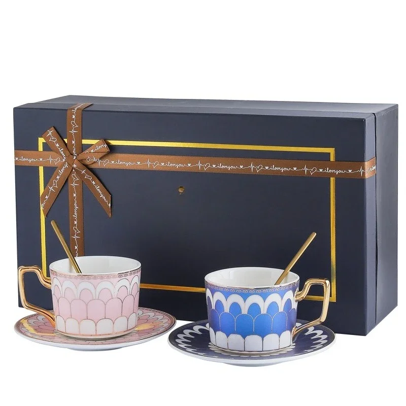 

Coffee cup and saucer set, high-end exquisite home, high-end light luxury ceramic coffee cup, European luxury gift box.