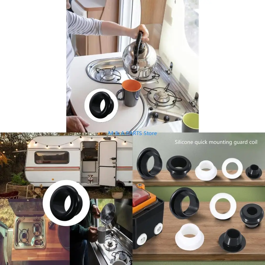 

U1JF Not Slip Rubber Grommets for Secure Cooking Heat Resistant & Easy To Adjust Size Grommets Portable Stove Enhancements