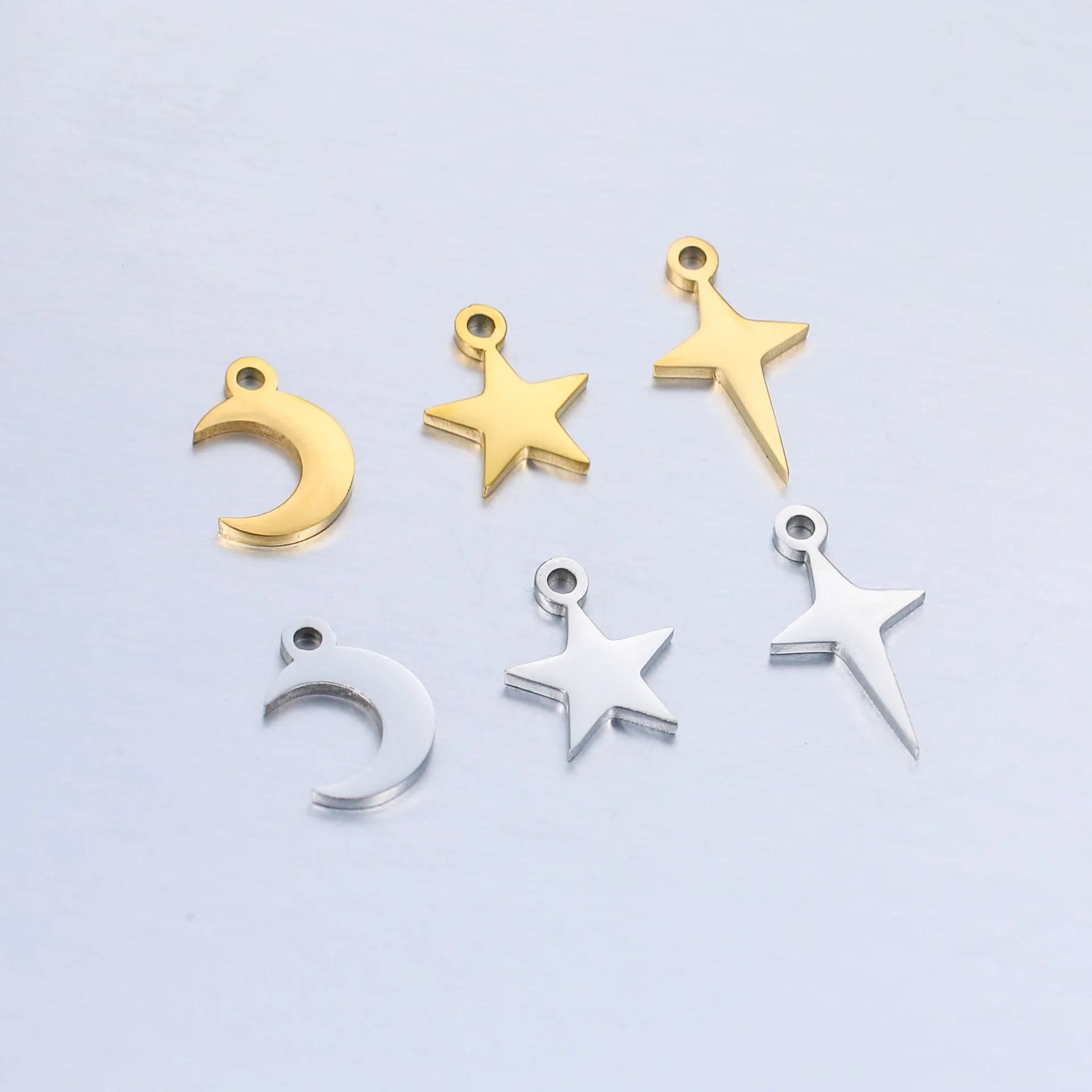 DOOYIO 5pcs Stainless Steel Star Moon Charms Pendant For DIY Earrings Necklace Bracelet Crafts DIY Jewelry Making Accessories