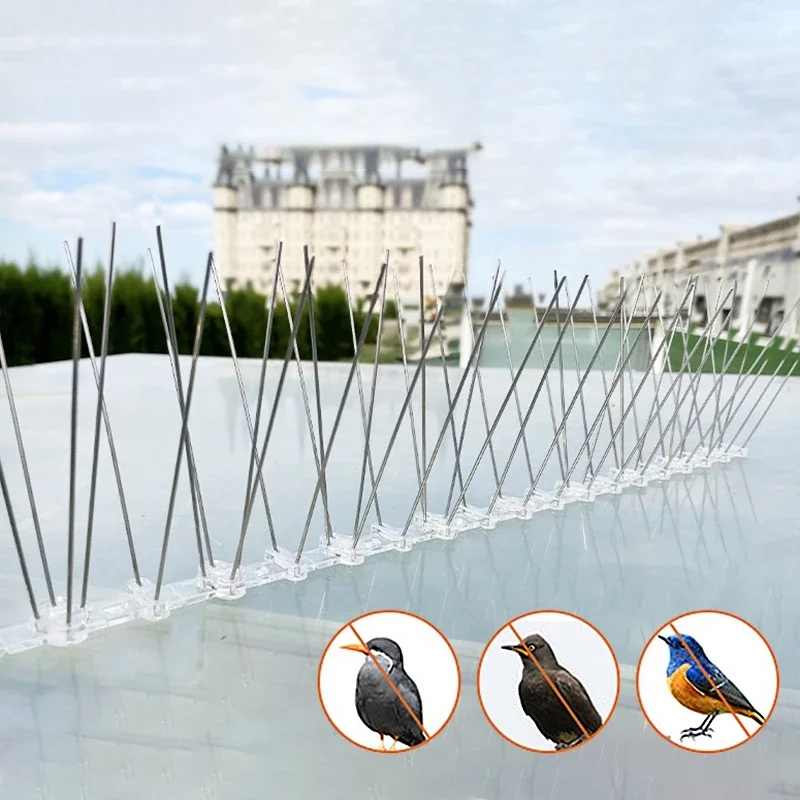 25cm Anti Pigeon Spikes Deterrent Anti-Bird Repellent Stainless Steel Bird Spikes Thorn on Balcony Eaves Sills Bird Proof Nails