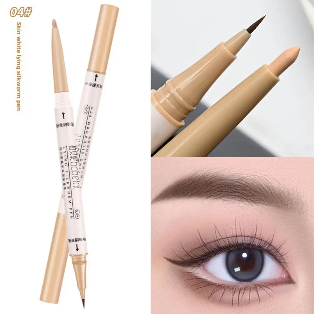 Double-headed Glitter Eyeshadow Pen Pearlescent Matte Waterproof Makeup Diamond Brighten Eyeliner Pen Silkworm Highlight D9X5