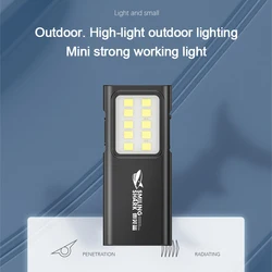 Rechargeable Mini LED Work Light COB Floodlight 4 Gears Dimmable with Clip Portable Flashlight Outdoor Running Hiking Lighting