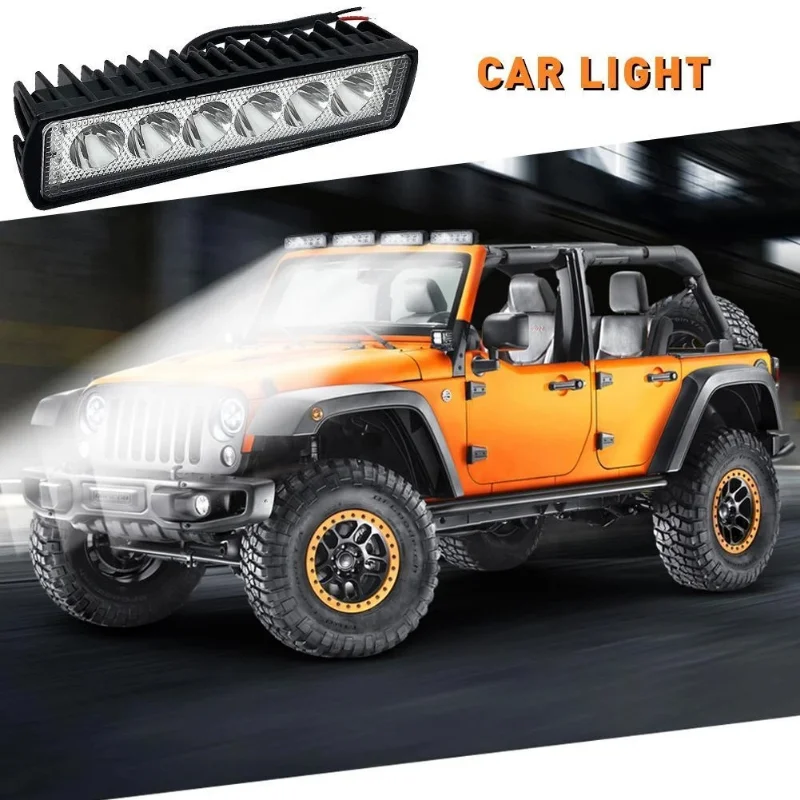 2pcs 6 LED Work Light Car Offroad  Truck Trailer Headlight DRL High Brightness Spotlight Night Driving Fog Lamp 12V