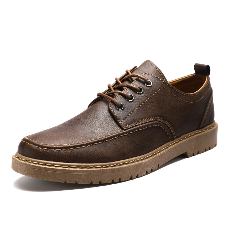 

Leather Casual Shoes Mens Vintage Split Leather Men Shoes Casual Lace-up Dress Shoes for Men Office Business Zapato Para Hombre