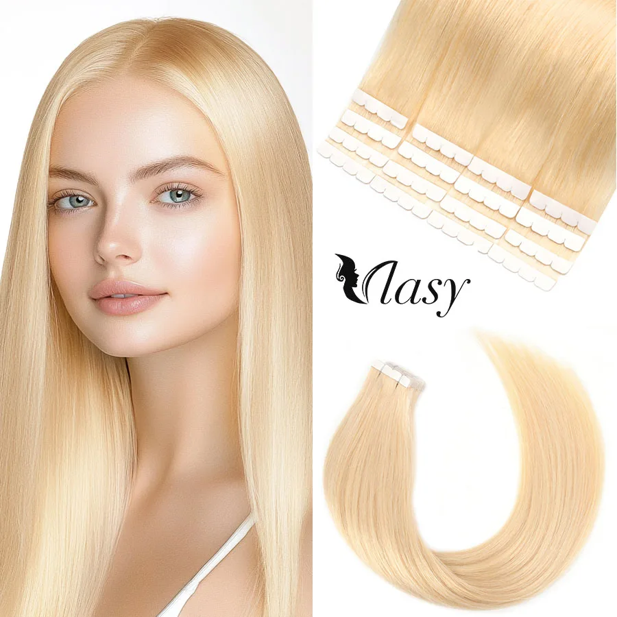 

Vlasy 16pcs Blonde #613 Mini Tape In 100% Human Hair Extensions Seamless Invisible Straight Strap Human Hair Wigs 12-24 inches