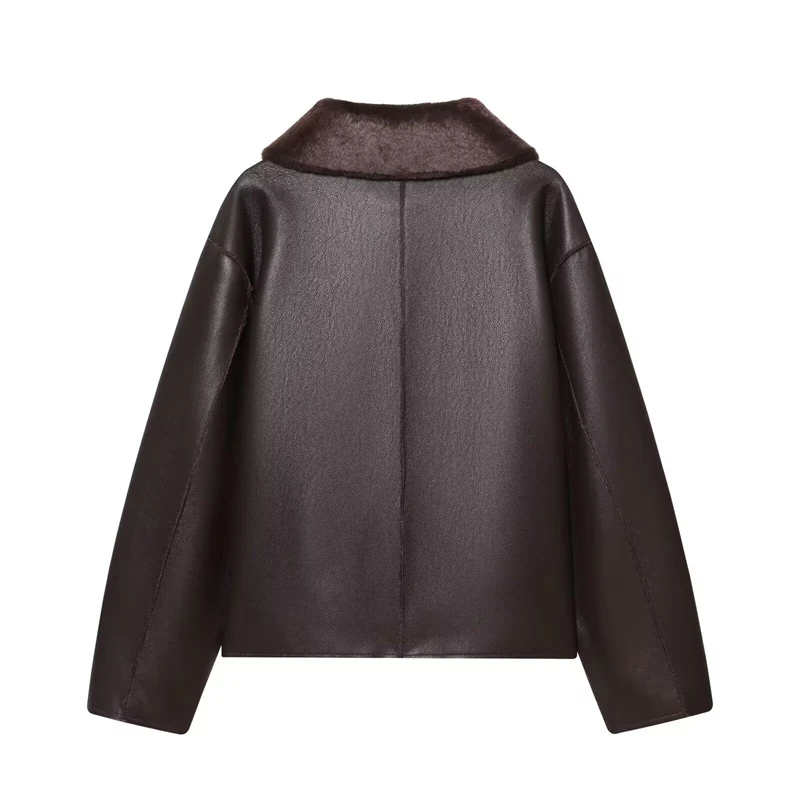 Guobioziy Women's Faux Leather Jacket 2026 Autumn＆Winter New Style Solid Color Design European Casual Fashion Daily Wear Trend