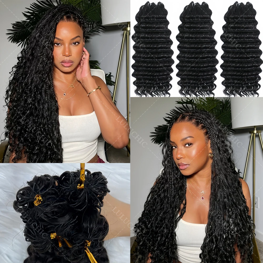 

Deep Wave Crochet Human Hair For Boho Twist Braiding Pre-Separated Water Wave Crochet Human Hair Brazilian Feather Crochet Hair