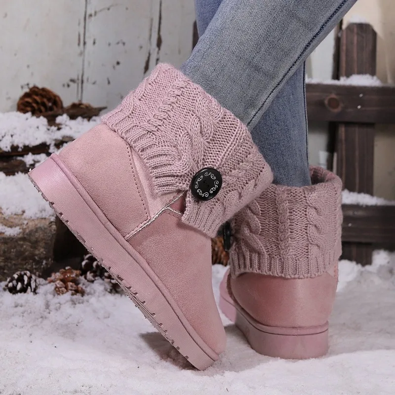 Height Increasing Cute Pink Women's Snow Boots Splicing Comfortable and Elegant Designer Luxury On Promotion Boot Ladies Shoes