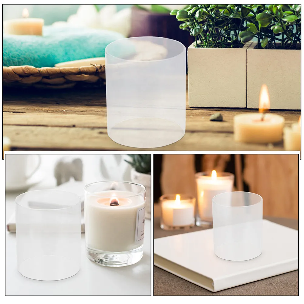 Glass Sleeve 9x10cm Clear Hurricane Cylinder Cover Elegant Table Centerpiece Wedding Party Modern Decor Lampshade