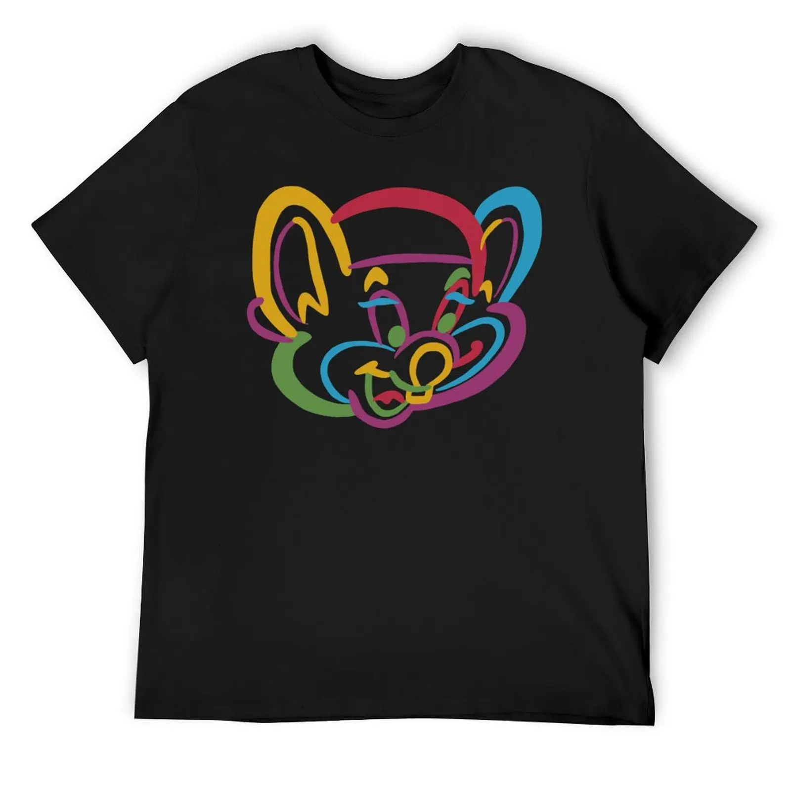 

Chuck E Cheese Retro Rainbow Design (White) T-Shirt for a boy clothes blue lock men clothes