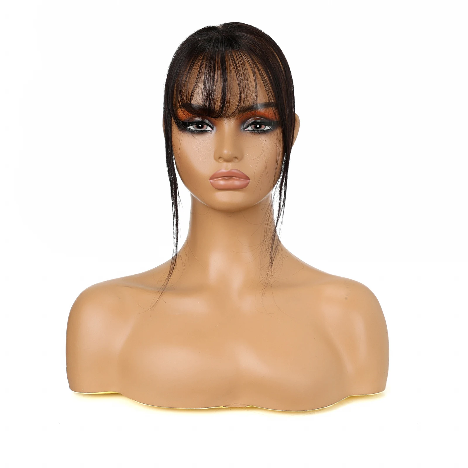 Mono Base 3D Air Bangs Topper 100% Human Hair Dark Brown 6.5 Inch 2 Clips Clip in Hairpiece for Women Daily Wear