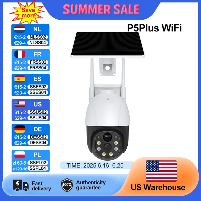 

8MP PTZ Solar Power IP WiFi Camera Outdoor IP66 Waterproof 12X Zoom 8000mAh Built-in Battery Surveillance Cam PIR Human Detectio