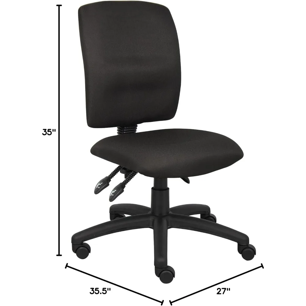 كرسي مهام قماشي متعدد الوظائف من Boss Office Products بدون أذرع باللون الأسود (B3035-BK) #3