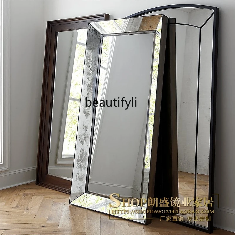 American full-length mirror wall-mounted, European-style wall-mounted bedroom dressing room fitting mirror