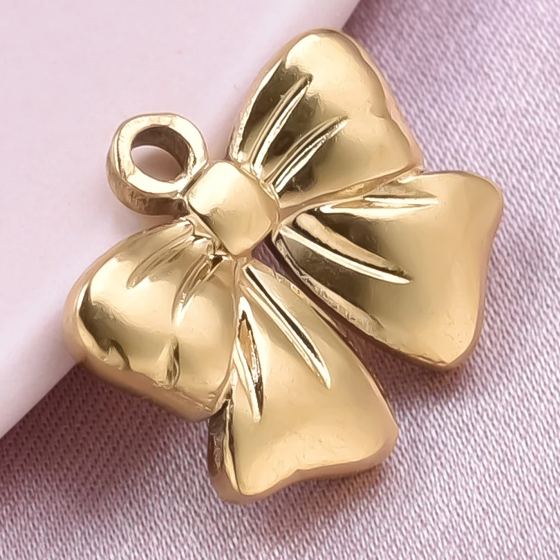 6pcs Fashion Bowknot Series Bow Pendant Stainless Steel Bow Pendant Jewelry Making Supplies Punk Girl Accessories Diy Necklace