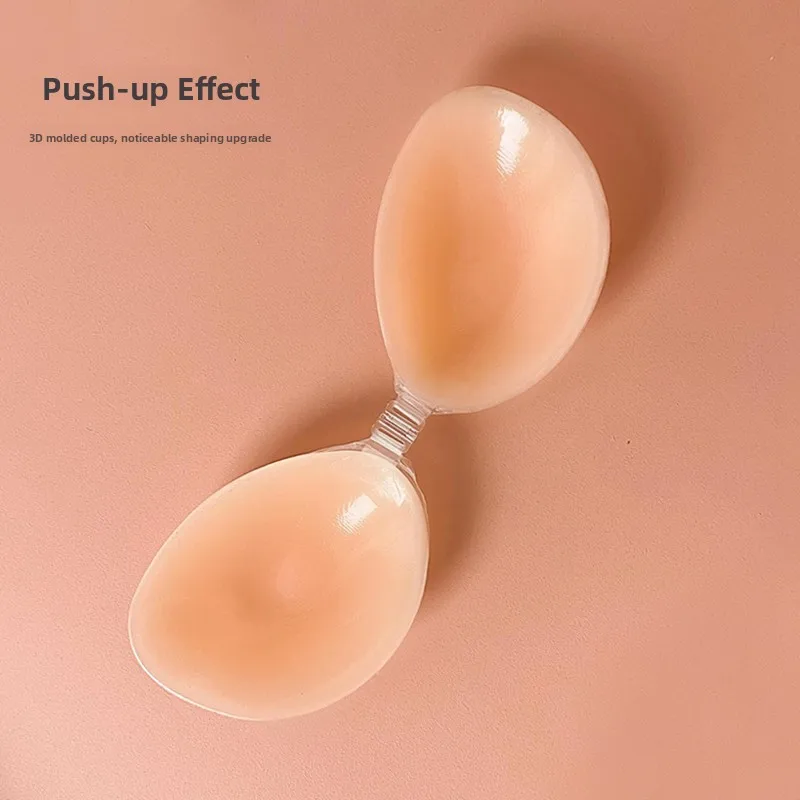 Silicone Bra Pads Women's Wedding Dress Thickened Thin Style Summer Strapless Invisible Nipple Covers Breathable Gathered view 2