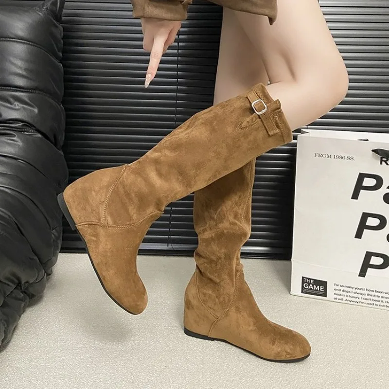 

Autumn Winter Sexy Women Knee-High Boots Street Style Pointed Toe Thin Low Heels Cowboy Ladies Shoes Long Botas De Mujer Fashion