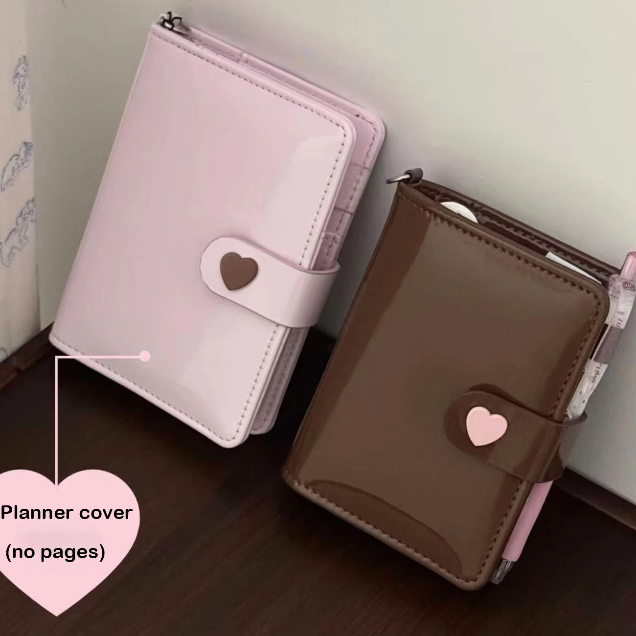 Carnet de notes en cuir véritable M5 rose-brun style coréen, agenda Instagram, carnet de notes portable pour étudiant