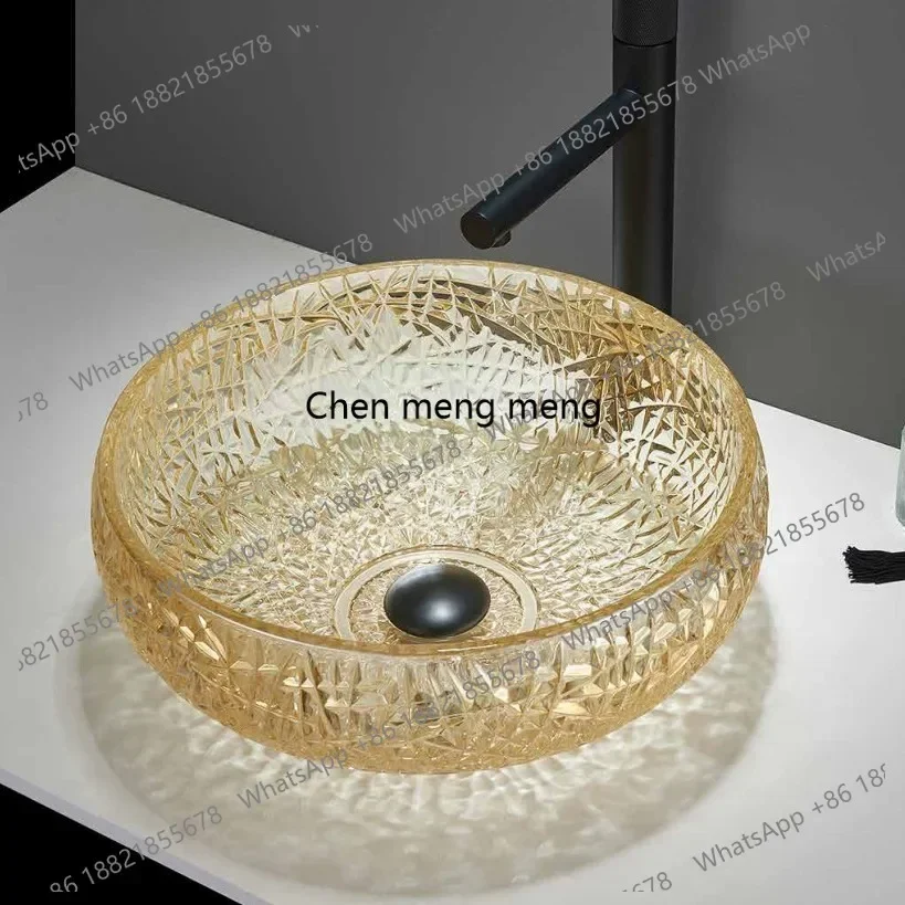 

D182Crystal glass washbasin countertop basin hotel countertop basin famous washbasin bathroom cabinet