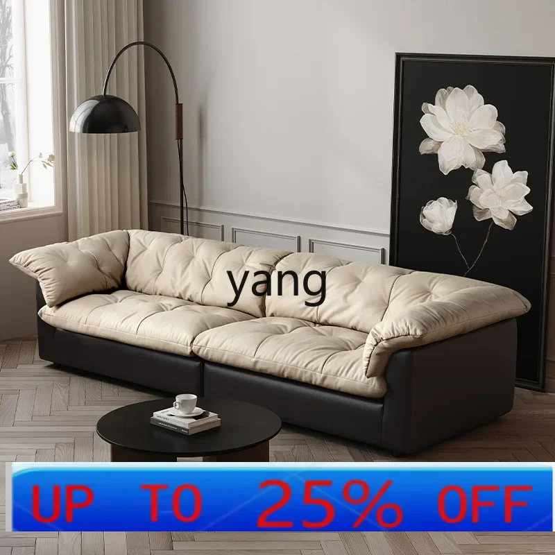

LH fluffy big bag cream style living room light luxury straight row sofa