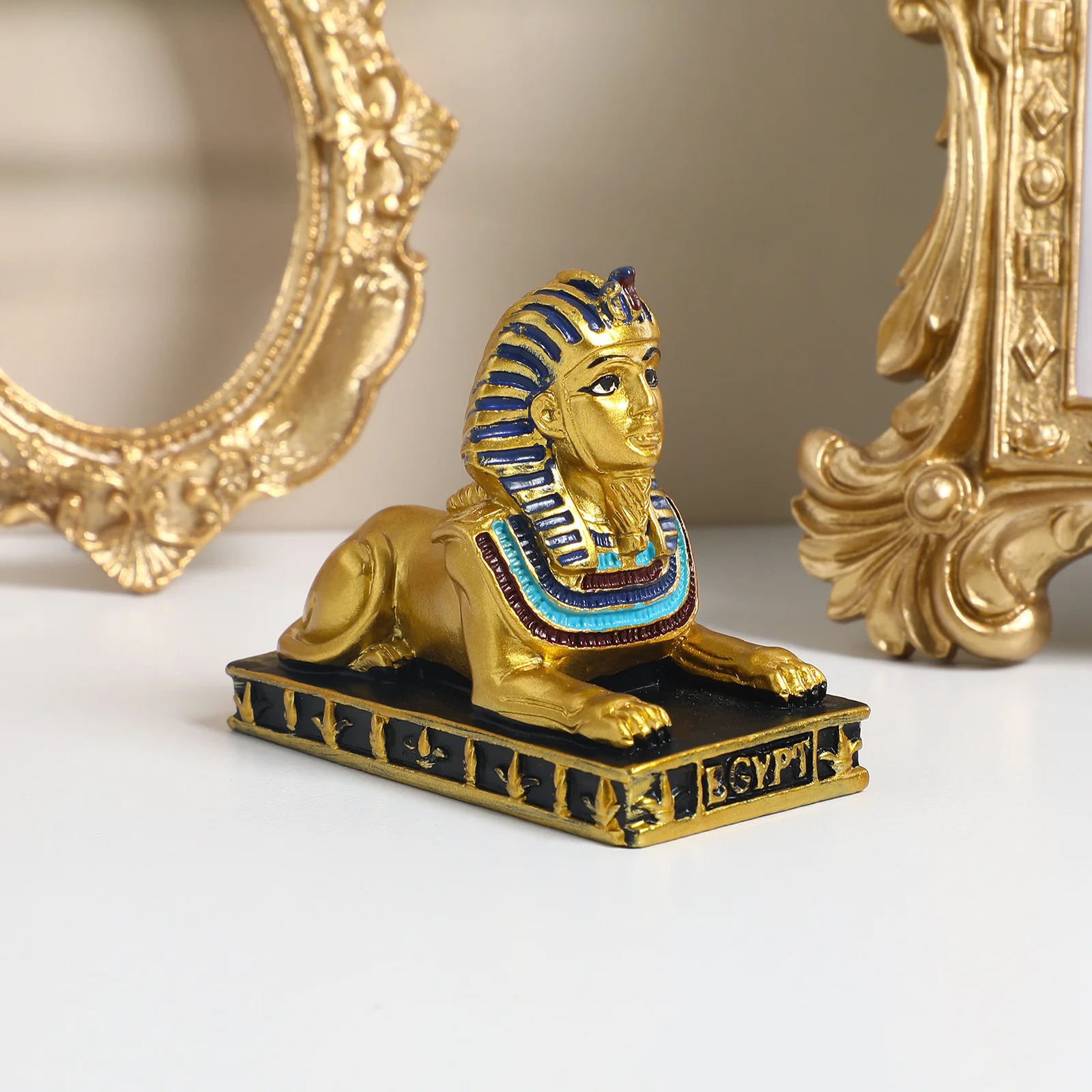 

1Pcs Elegant Sphinx Resin Adornment Black Golden Small Statue for Car Table Window Wardrobe Bedside Home Office Decor Holiday
