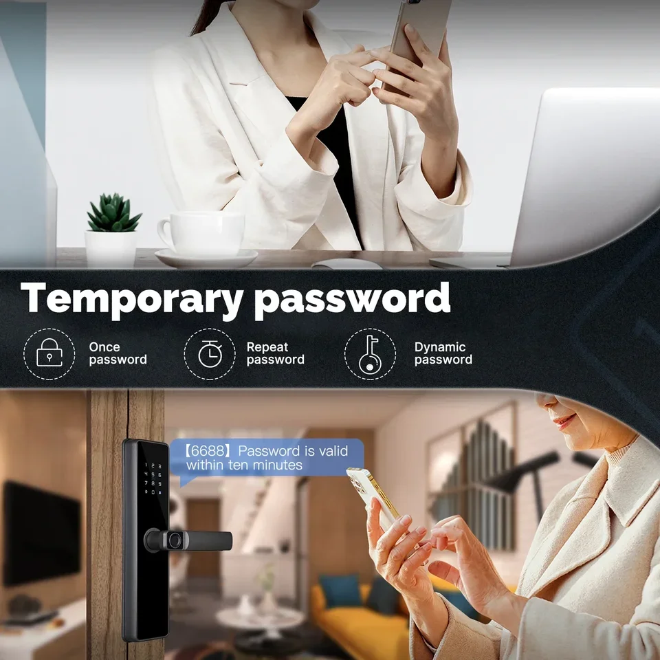 Picture 4: Unlock Keycard Tamper Alarm Alexa WiFi IOS Home BatteryigBee Smart Indoor Door Lock Fingerprint Password Remote