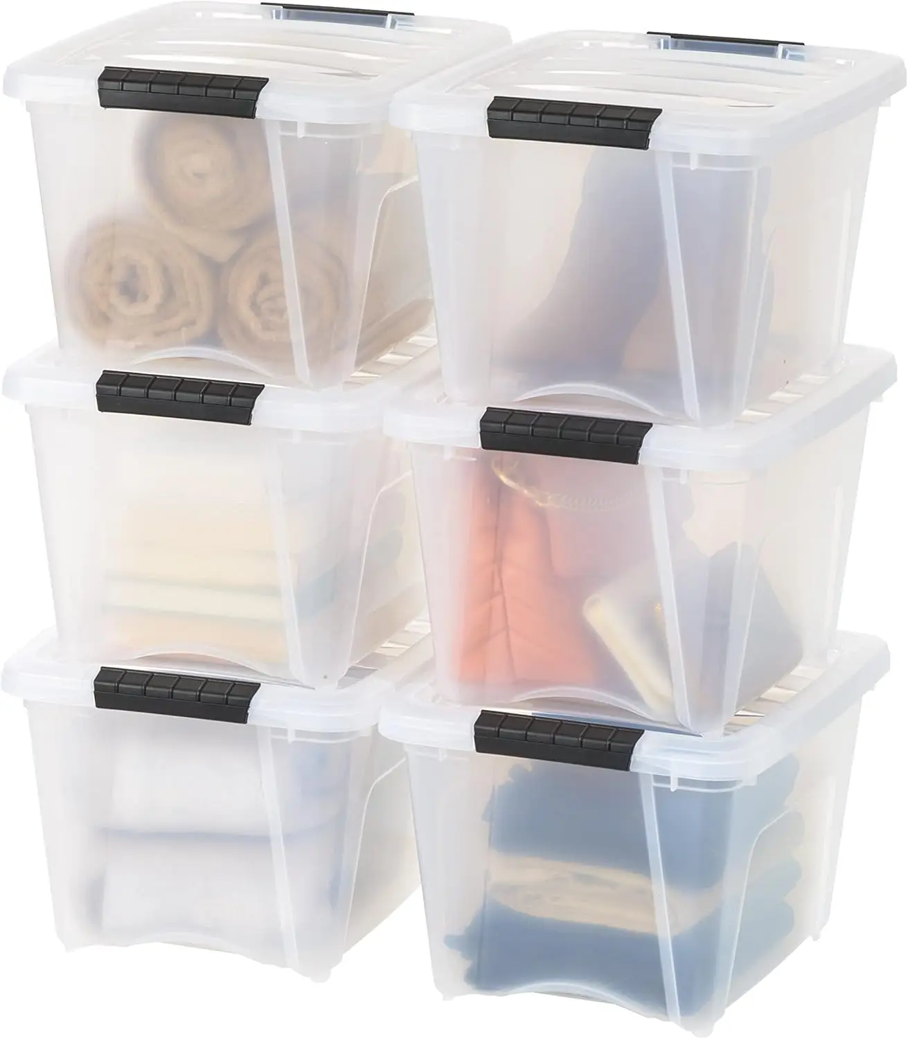 19 QT Clear Plastic Storage Box with Lid, 6 Pack BPA-Free, Stackable Organizer for Home Office