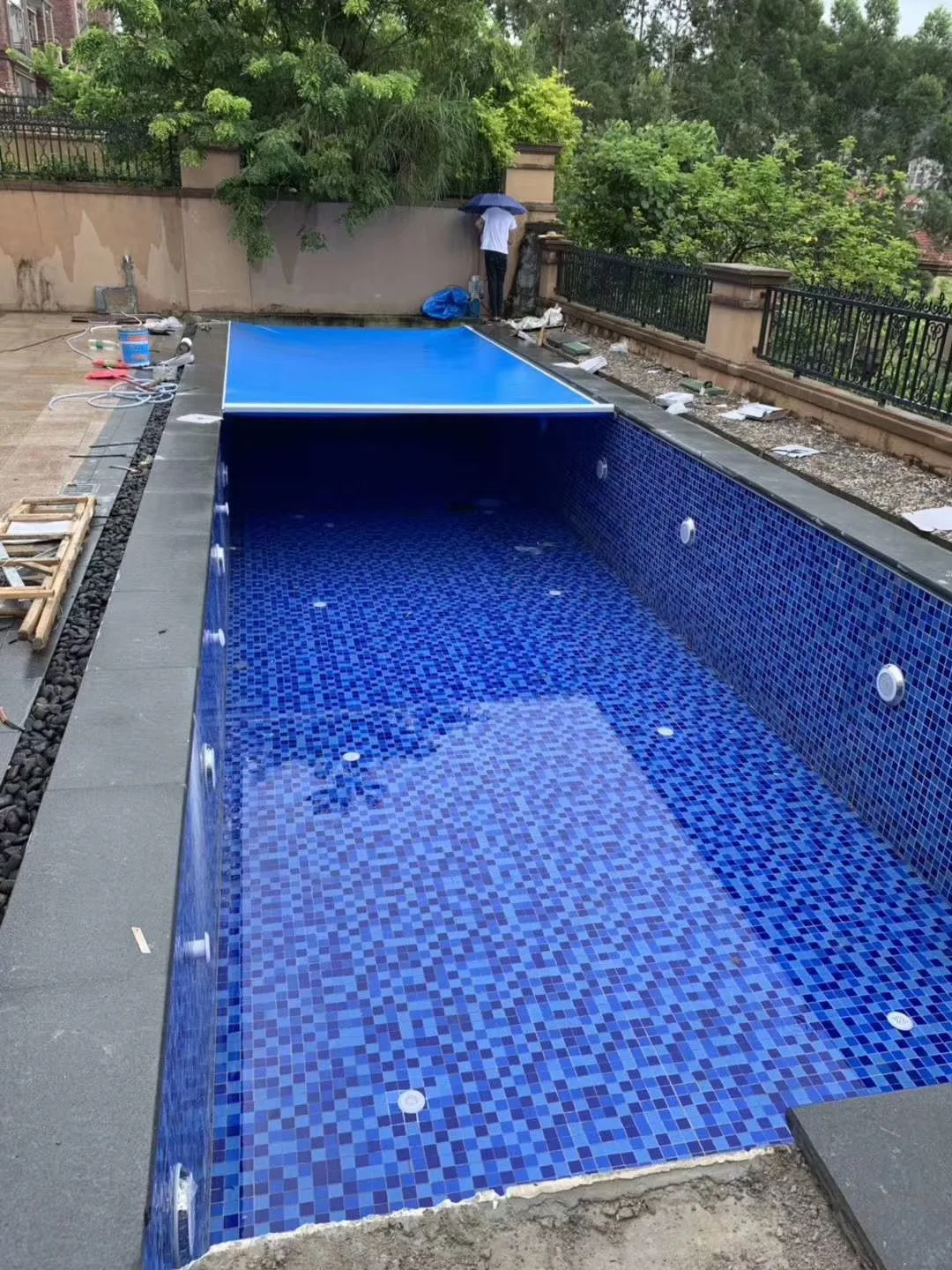 غطاء حمام سباحة PVC عالي الجودة للاستخدام العائلي للمعدات الميكانيكية المربعة المتينة #2