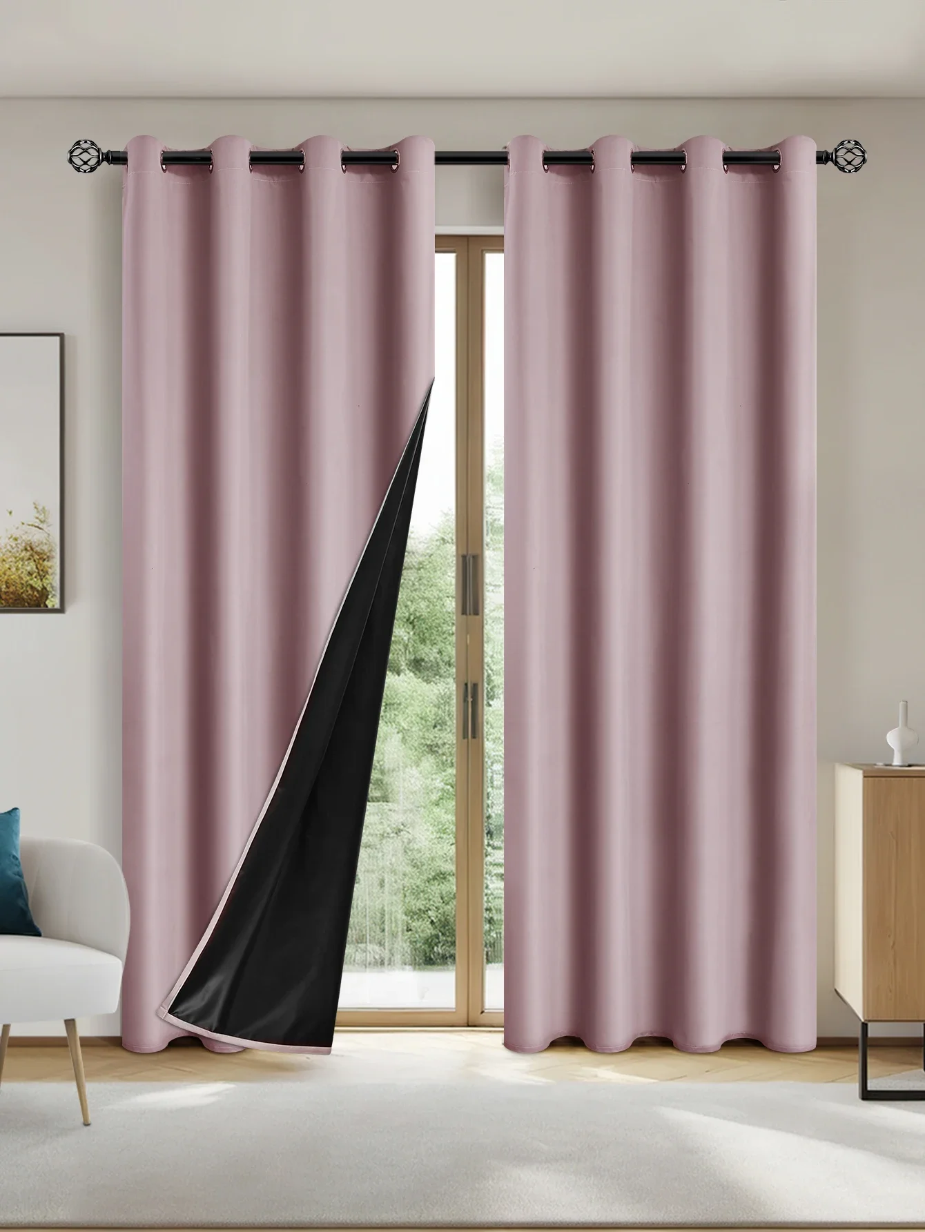 1 Panel 100% Verdunkelungsvorhänge mit Ösen, Vorhänge für Schlafzimmer, Wohnzimmer, Küche, Sichtschutzvorhänge, Fenstervorhang – Detail 11